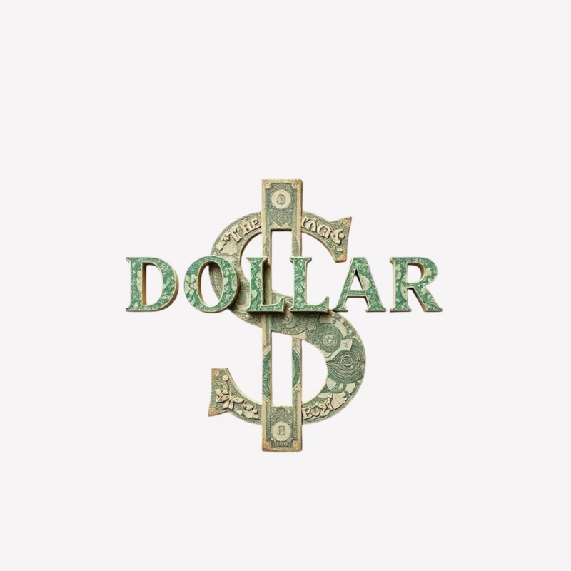 Creative Dollar Sign Typography Made from US Currency Female T-Shirt