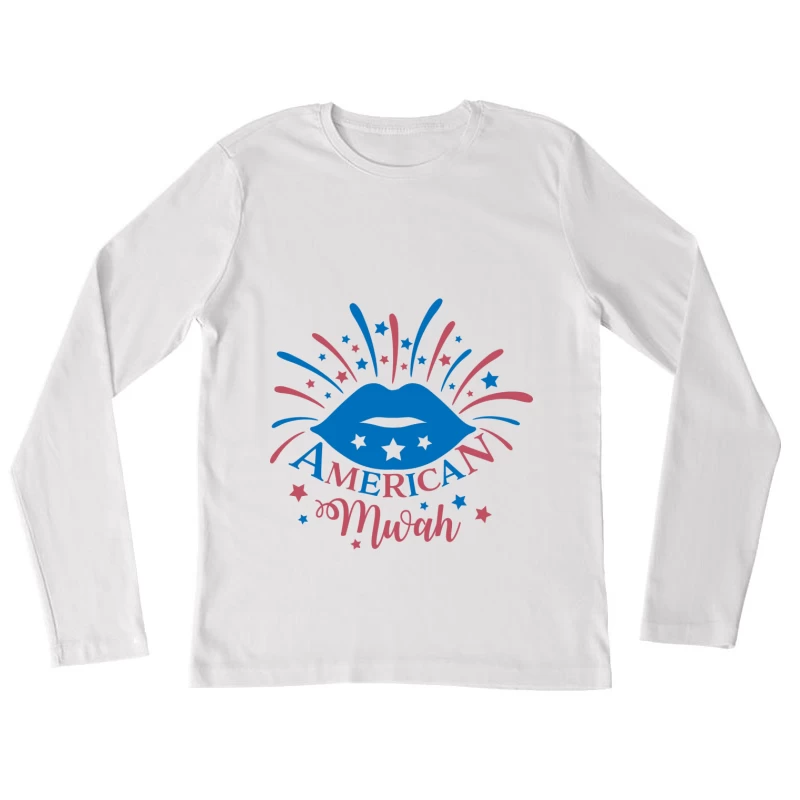 Design américain avec étoiles et lèvres Femme Manches Longues T-Shirt