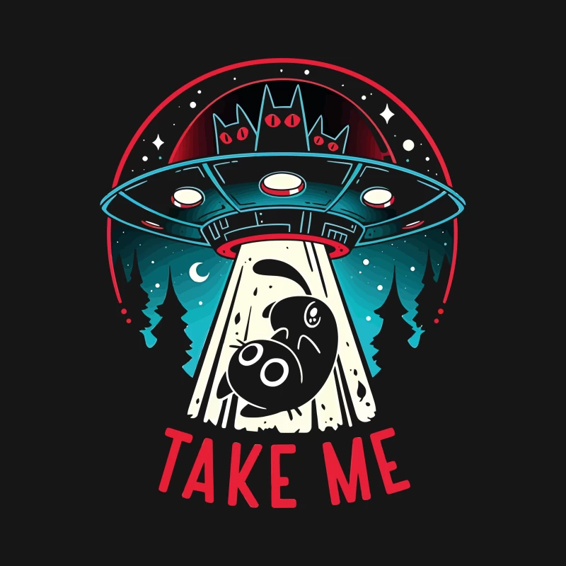 Take Me – UFO & Cat Abduction Whimsy Male T-Shirt