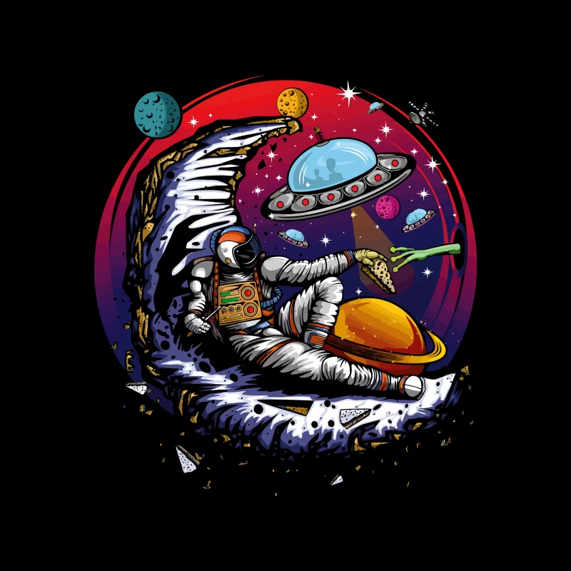 Pizza in the Cosmos: Delight for an Astronaut Throw Pillow