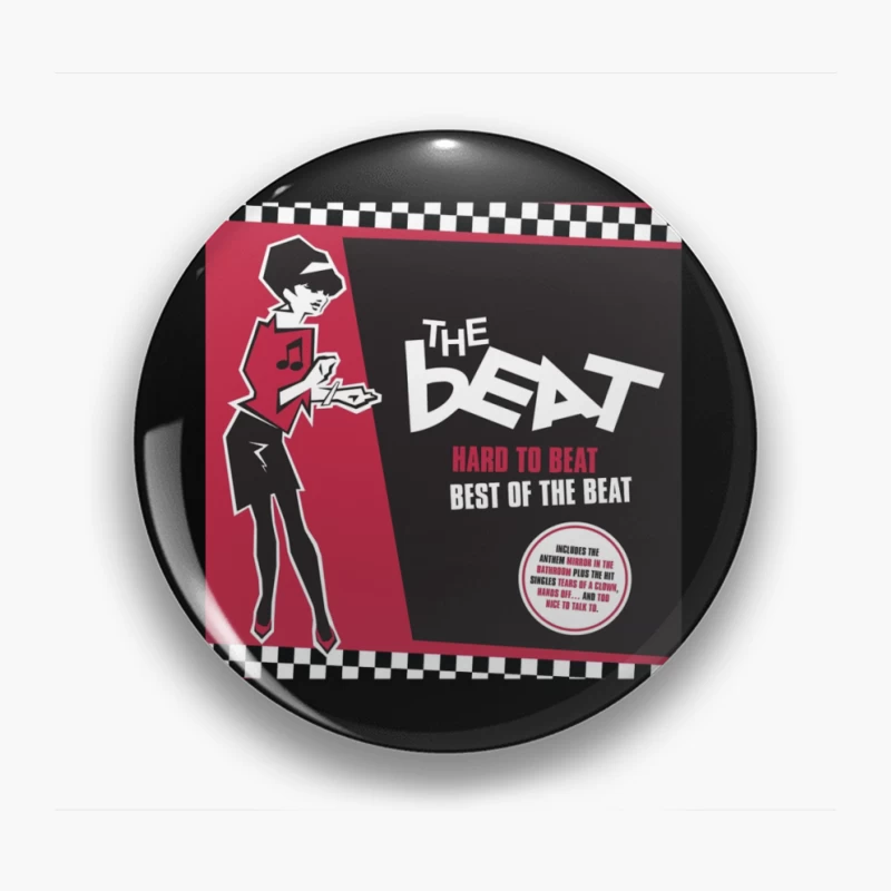 "Hard to Beat: Best of The Beat" Ska Music Album Cover with Red and Black Design Pin