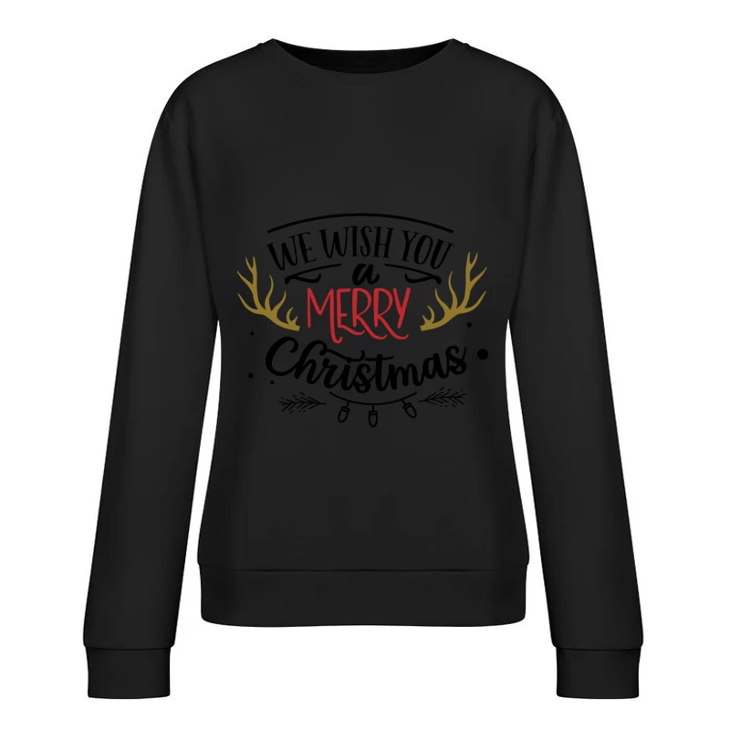 Carte de Noël Joyeuse avec Détails de Cerf Femme Sweat-shirt à enfiler