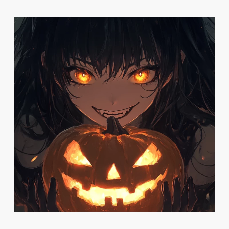 Spooky Anime Halloween Night with Glowing Jack-o'-Lantern Throw Pillow