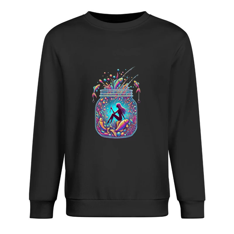 Magical Mermaid in Enchanted Mason Jar with Rainbow Fish Male Pullover Sweatshirt