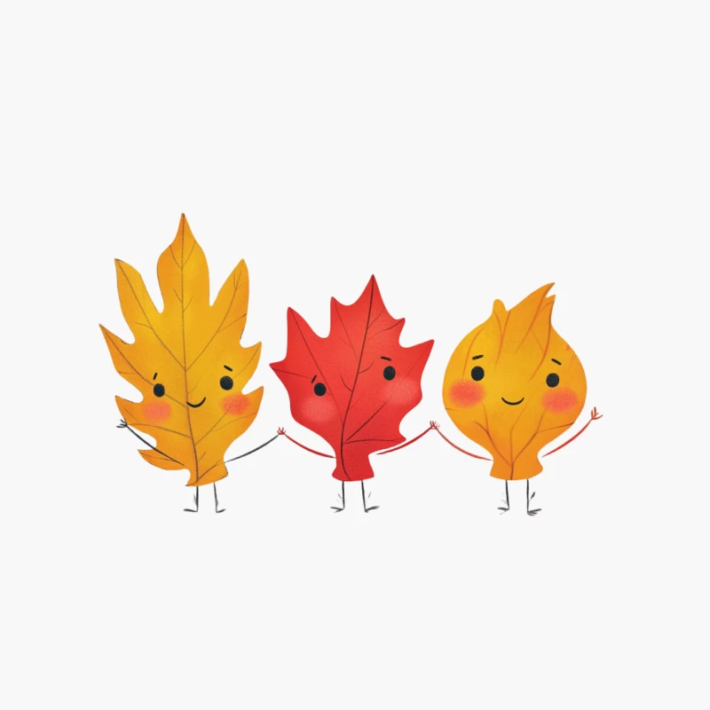 Cute Cartoon Autumn Leaves: Colorful Friends of Fall Cotton Tote Bag