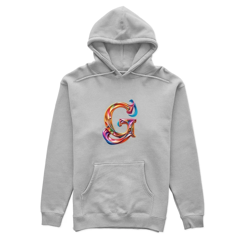 Colorful 3D Typography: Decorative Letter G with Swirling Gradient Pattern Female Pullover Hoodie