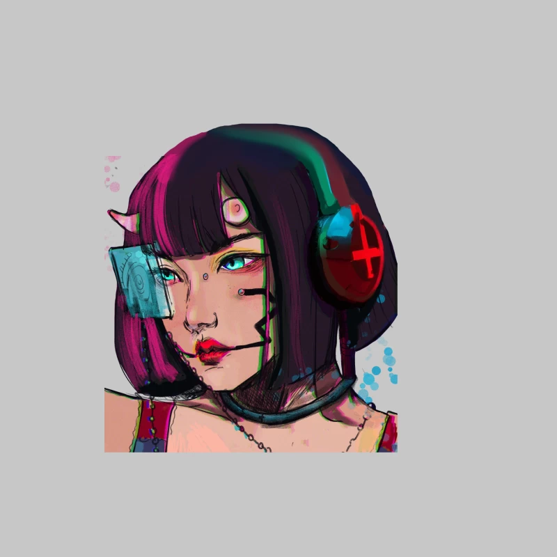 Cyberpunk Porträt einer futuristischen Frau Herren Langarm T-Shirt