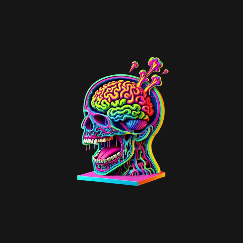 Psychedelic Anatomical Skull with Rainbow Brain Mouse Pad