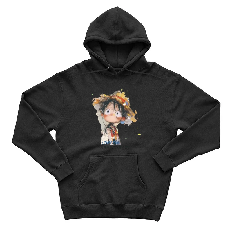 Illustration d'un personnage de dessin animé avec un chapeau de paille Homme Sweat à capuche