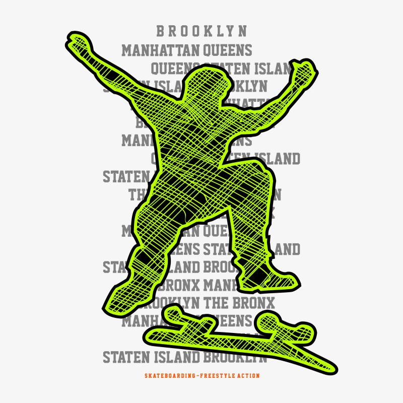 Skateboarder-Silhouette mit Stadttext Damen Pullover Sweatshirt