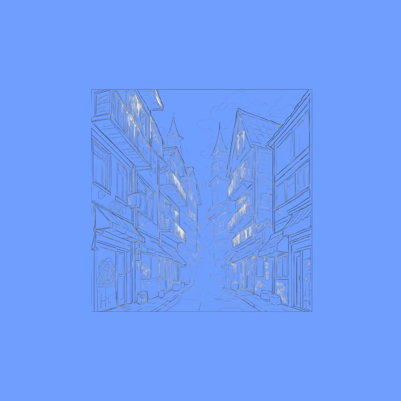 Charming Architectural Illustration of a Street Alley Travel Mug