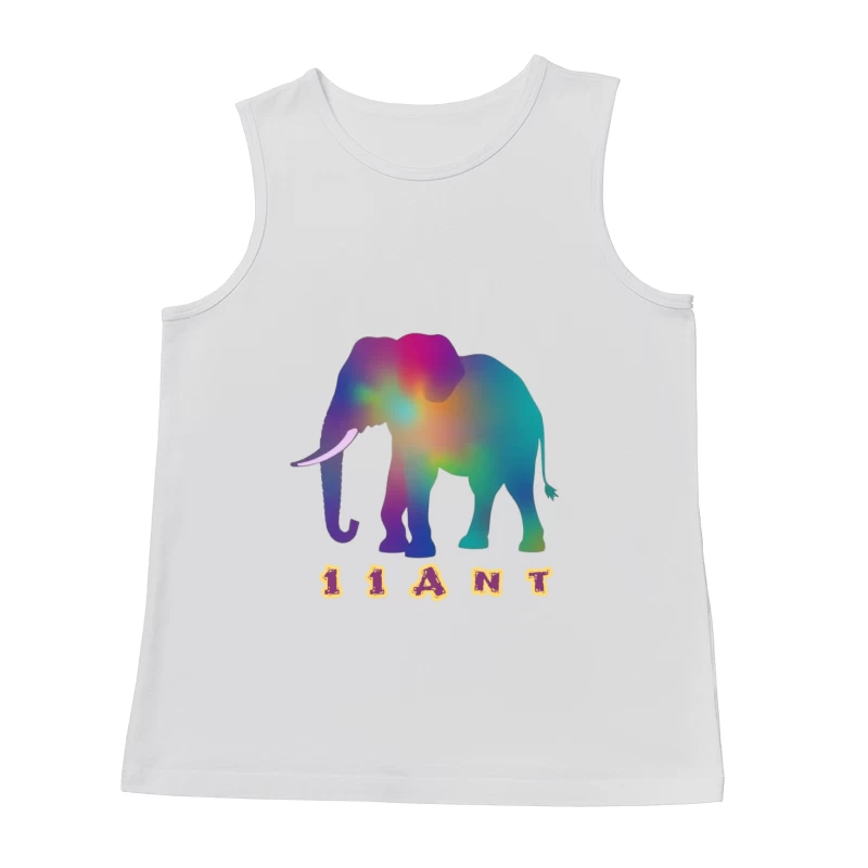 Rainbow Gradient Elephant Silhouette with "11ANT" Text Male Tank Top