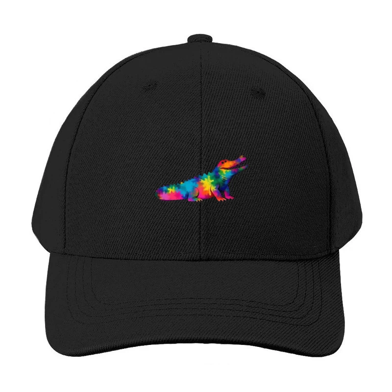 Rainbow Tie-Dye Alligator Illustration Baseball Cap