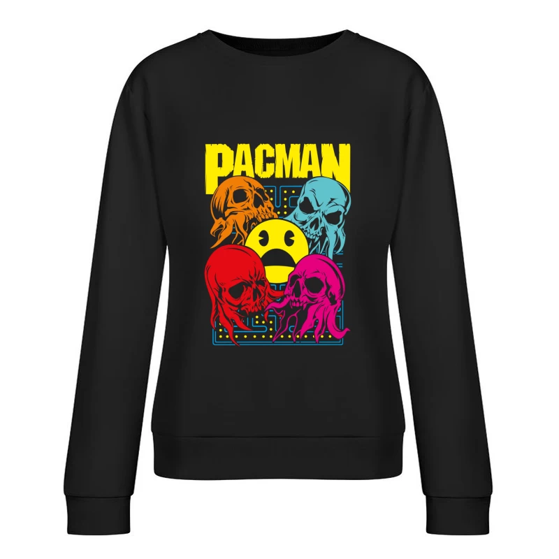 Pac-Man Skull Design Female Pullover Sweatshirt