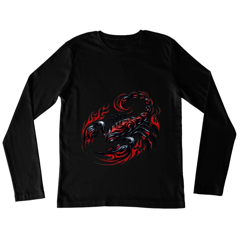 Stylized Scorpion with Flames Female Long Sleeve T-Shirt