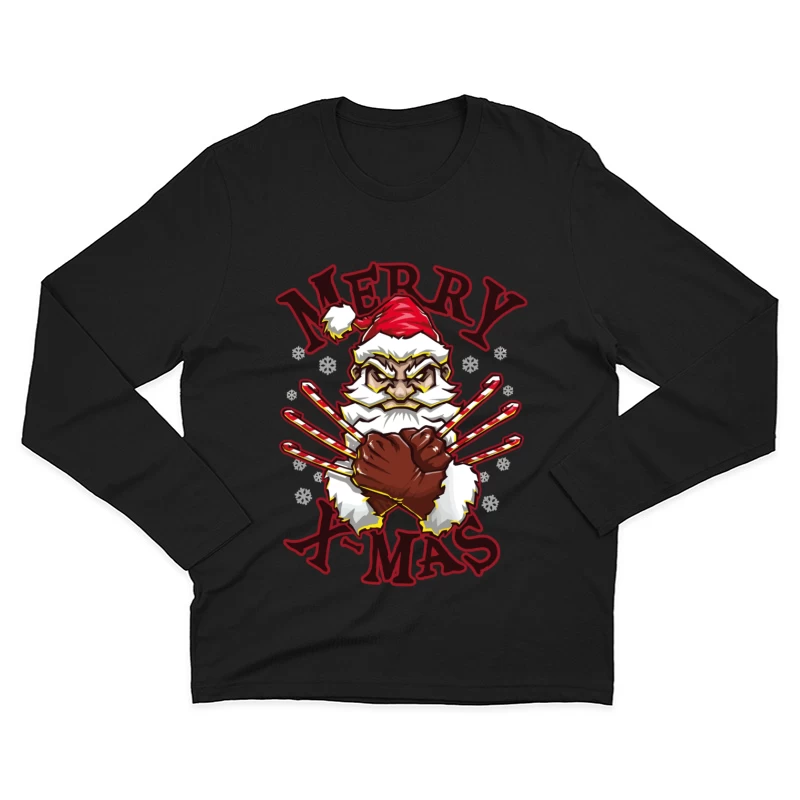 Muscle Santa: Merry X-Mas with Attitude Male Long Sleeve T-Shirt