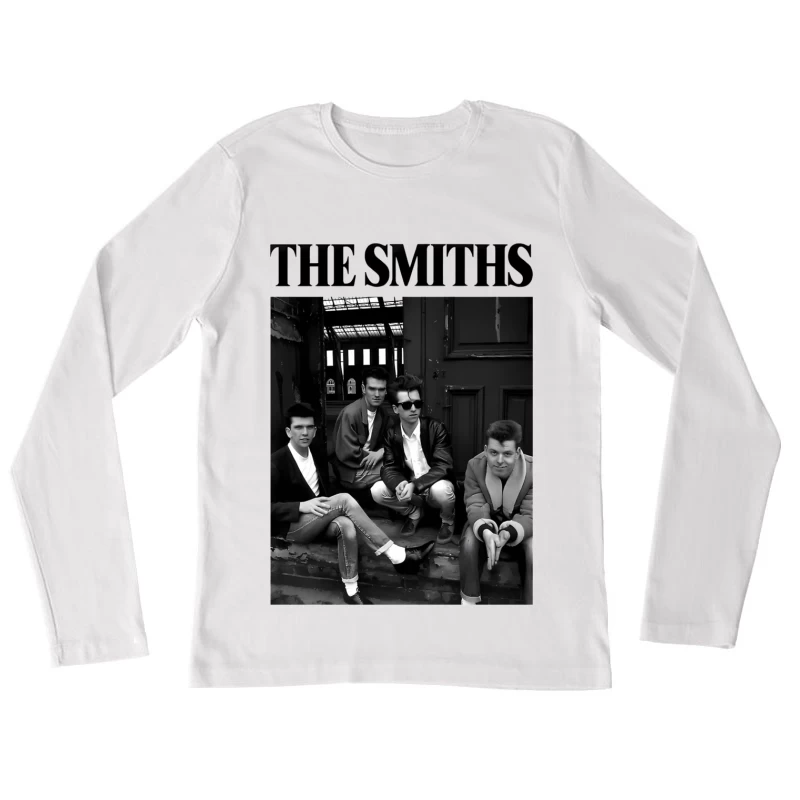 The Smiths: Iconic 1980s British Alternative Rock Band in Black and White Female Long Sleeve T-Shirt