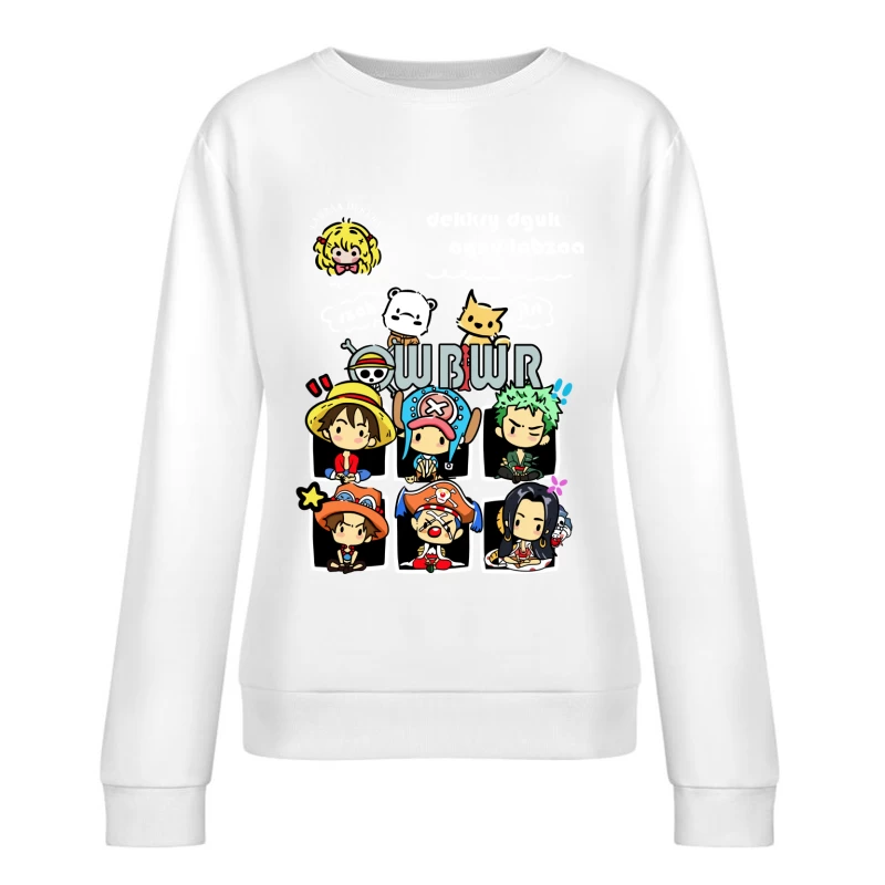 Niedliche Piraten-Illustration mit Charakteren Damen Pullover Sweatshirt