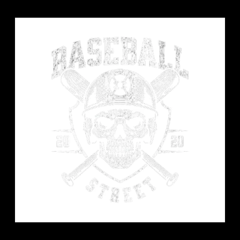 Vintage Baseball Skull with Crossed Bats Monochrome Logo Throw Pillow