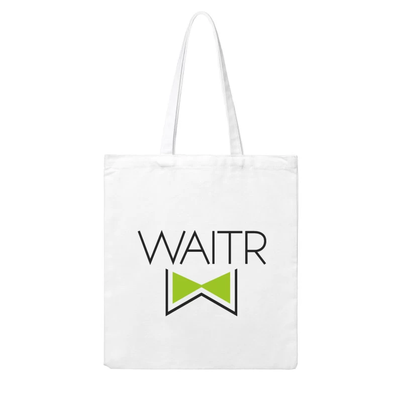 Waitr Food Delivery Service Logo with Green Bowtie Design Cotton Tote Bag