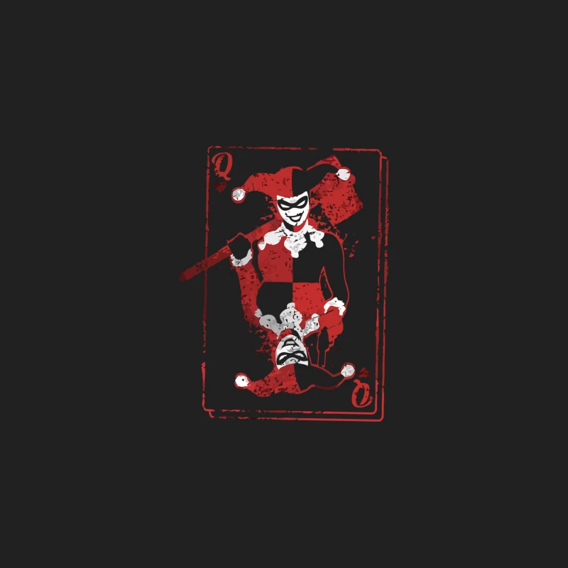 Abstract Distressed Queen of Hearts Playing Card Illustration Bucket Hat