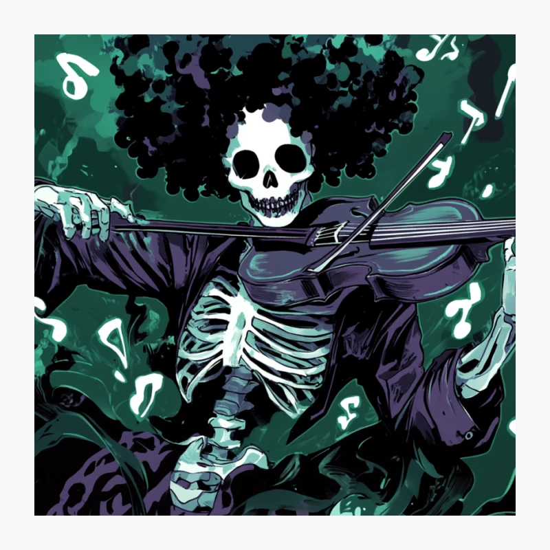 One Piece Spooky Skeleton Violinist: A Gothic Musical Illustration Pin