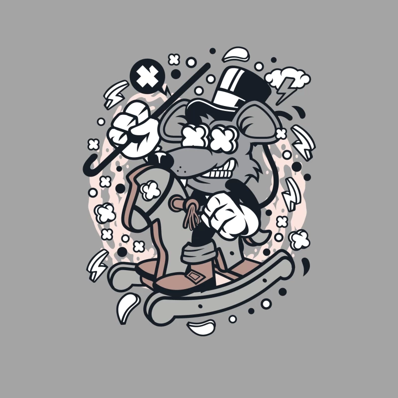 Chien magique avec canne et chapeau haut de forme Femme T-Shirt