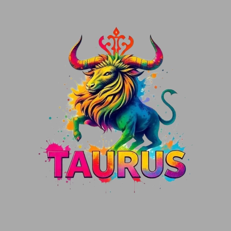 Colorful Taurus Zodiac Illustration Male Pullover Hoodie