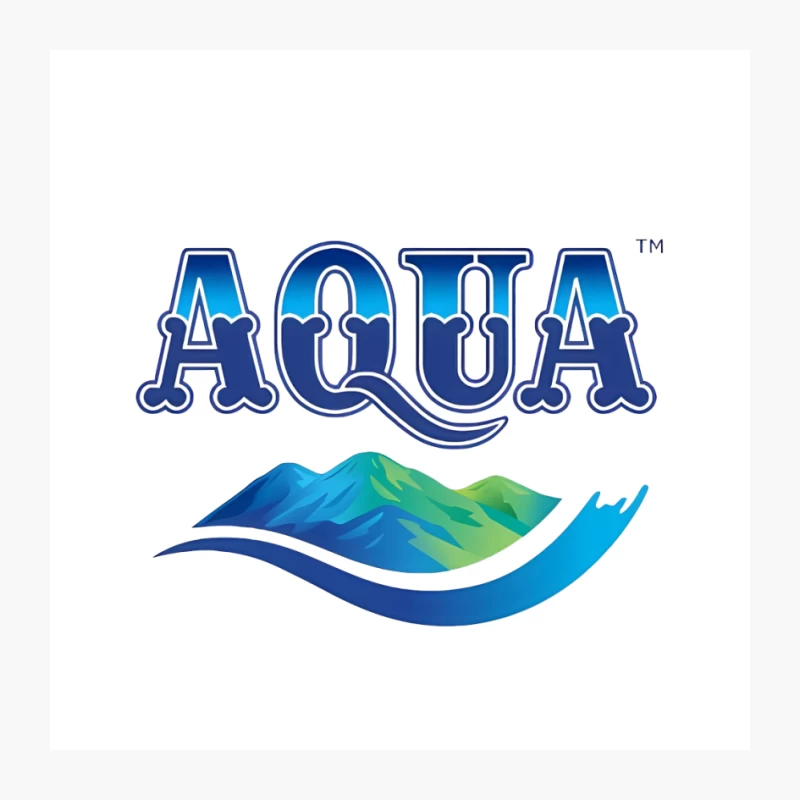 Aqua Water Brand Logo with Mountain and Wave Design Pin