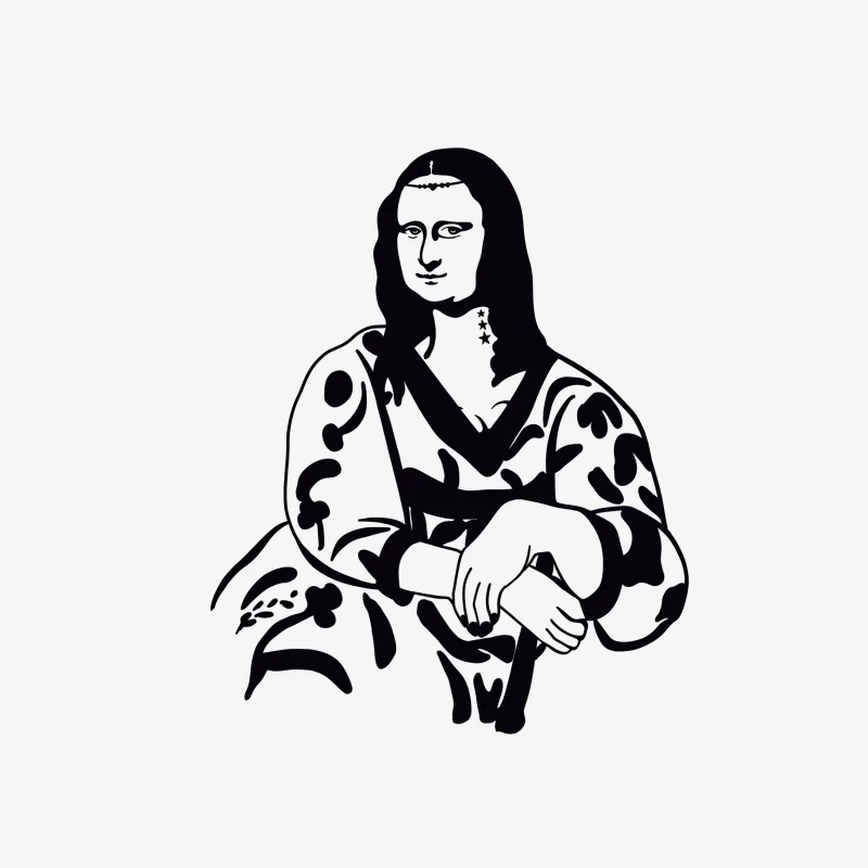 Mona Lisa Silhouette auf weißem Hintergrund Damen Pullover Sweatshirt