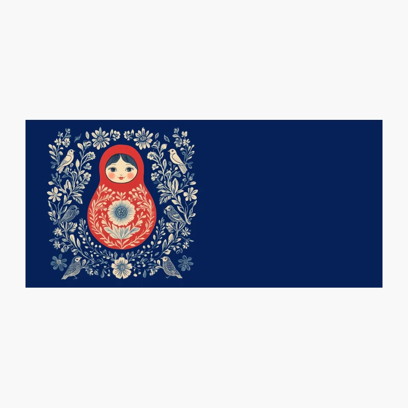 Traditional Russian Matryoshka Doll with Floral and Bird Motifs Coffee Mug