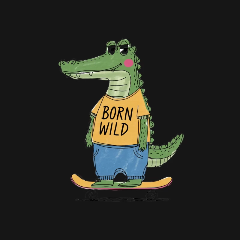 Skateboarding Alligator: Born Wild and Ready to Roll Mouse Pad