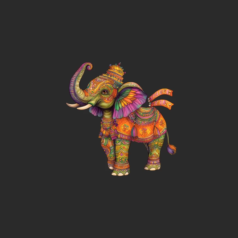 Vibrant Fantasy Elephant in Ornate Indian-Inspired Style Baseball Cap