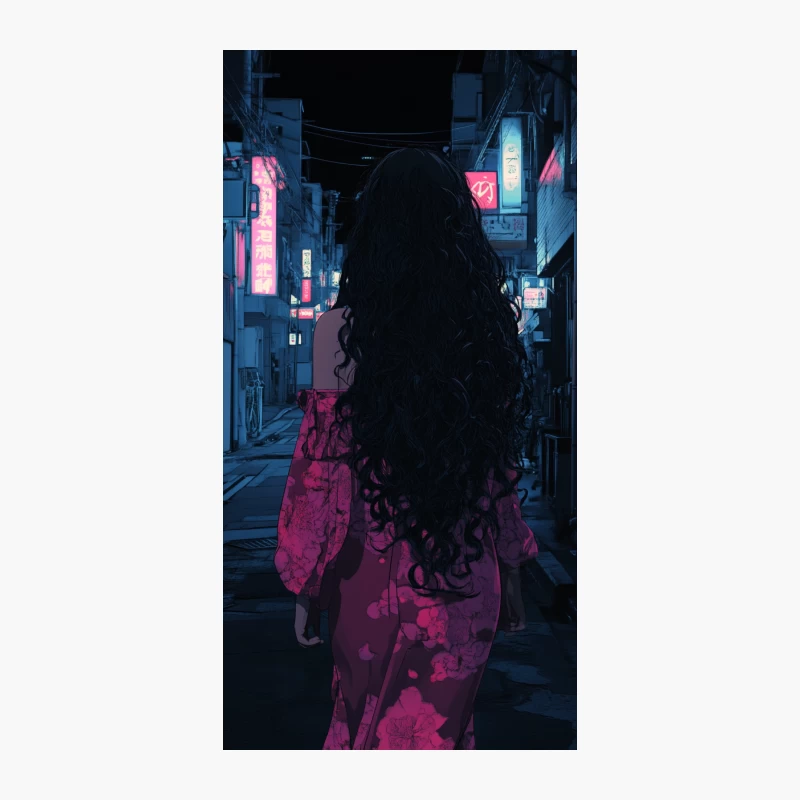 Mysterious Figure in Neon-Lit Cyberpunk Alley iPhone Case