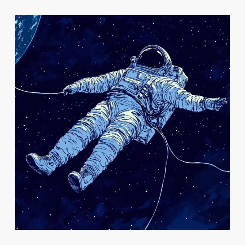 Astronaut Floating in Cosmic Expanse Pin