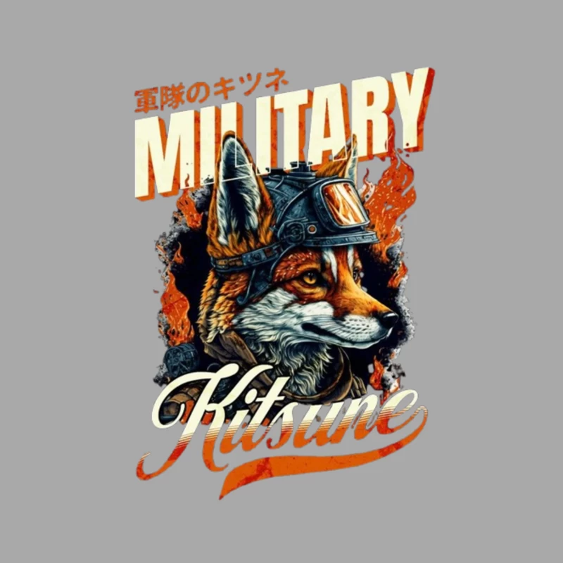 Military Fox: Japanese Vintage Style Helmet Design Female Pullover Hoodie