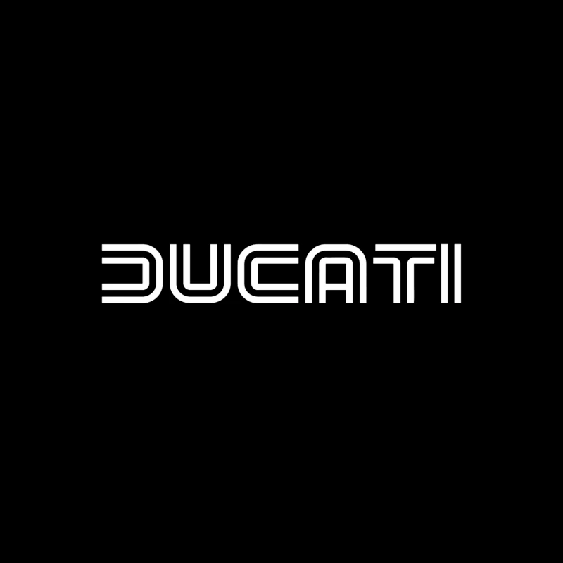 Minimalist Ducati Logo Design in White Tapestry