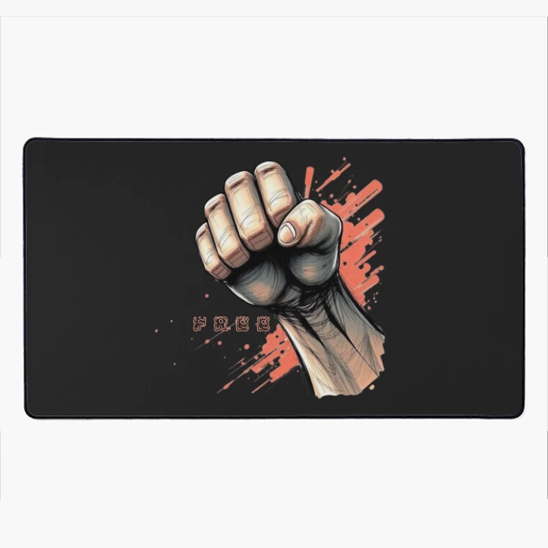 Raised Fist Symbol of Freedom and Resistance Desk Mat