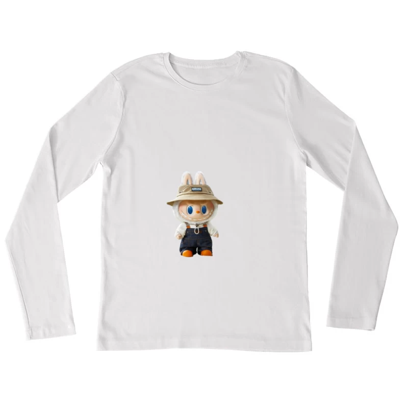 Niedliche Puppe mit Hut und Latzhose Damen Langarm T-Shirt