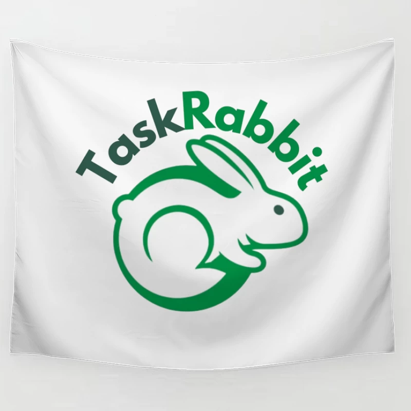 TaskRabbit Green Circular Rabbit Logo Design Tapestry