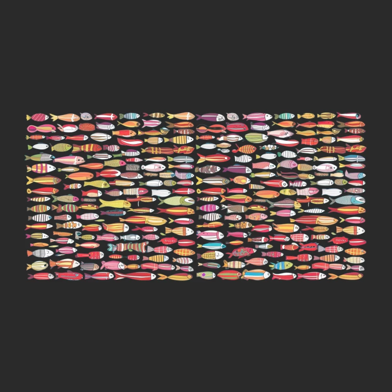 Vibrant Fish Pattern: A Diverse Aquatic Illustration Baseball Cap