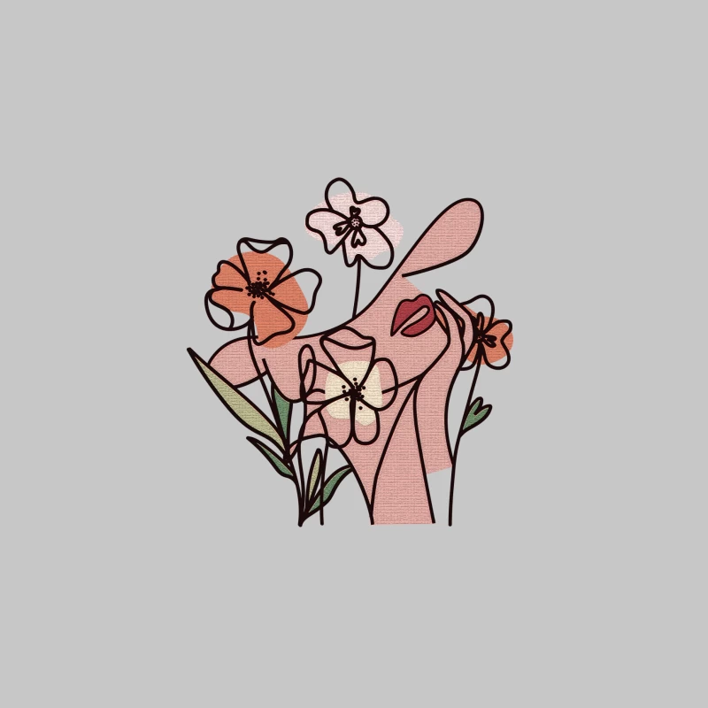 Abstrakte Hand mit Blumen Herren Langarm T-Shirt