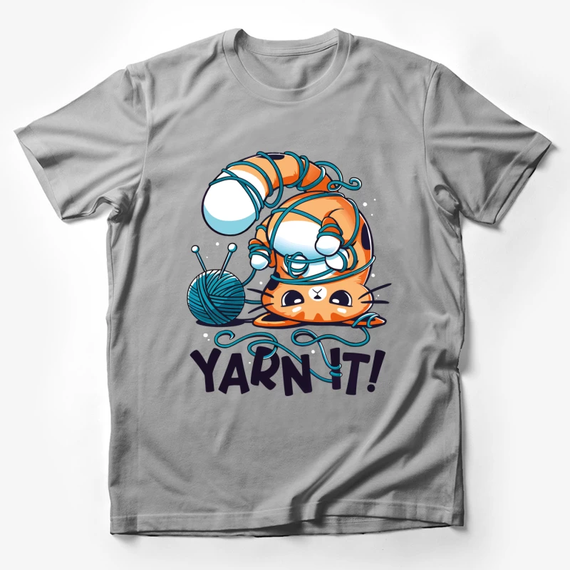 Yarn It! Whimsical Cat Illustration Male T-Shirt