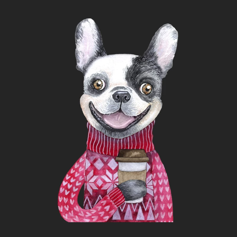 Chien heureux avec café Femme Sweat-shirt à enfiler