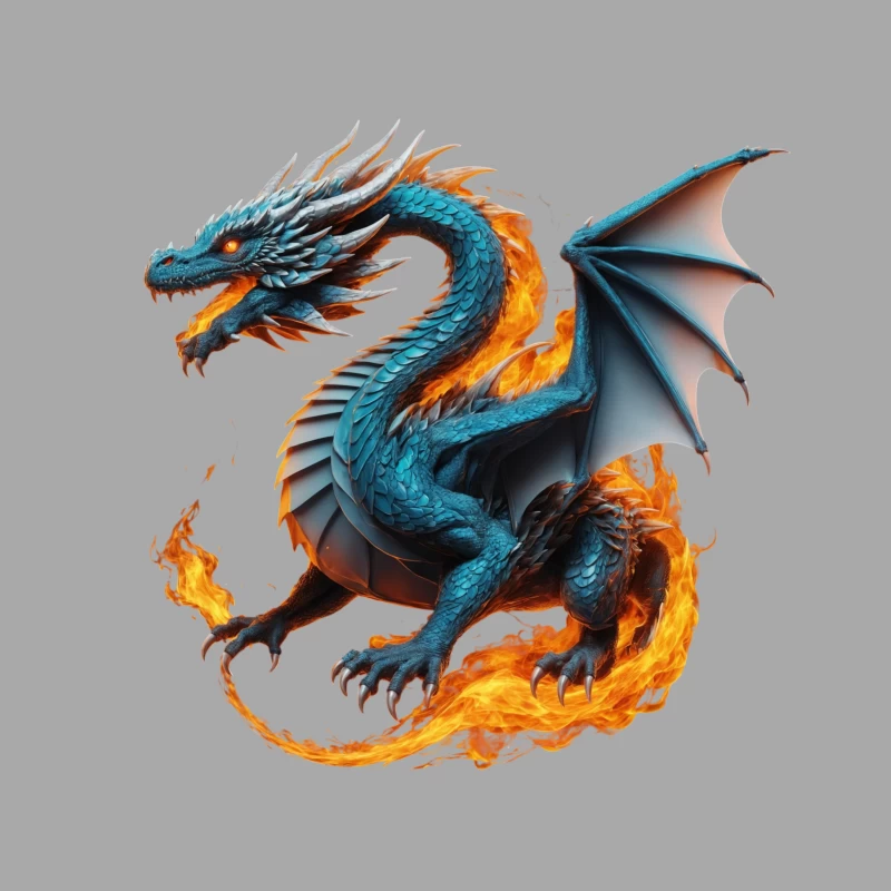 Mythical Fire-Breathing Dragon Male Pullover Hoodie