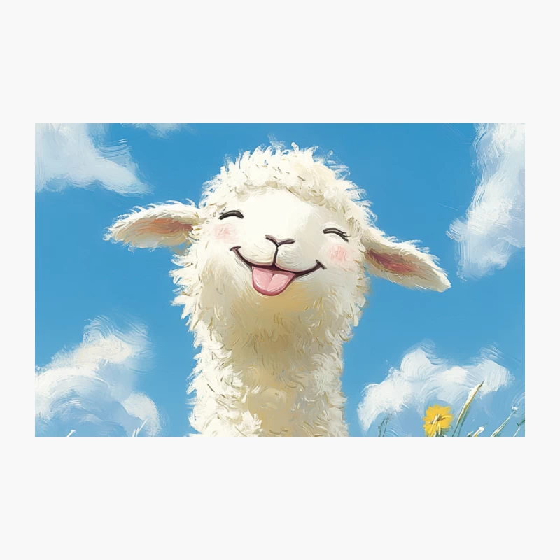 Adorable Smiling Lamb on a Sunny Day Travel Mug