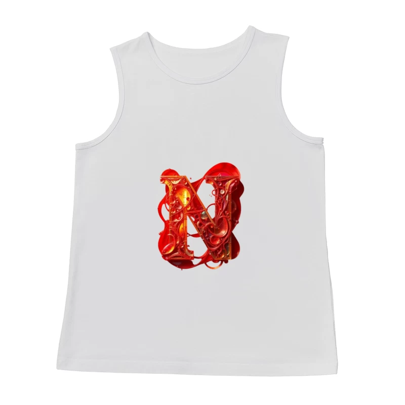 Abstract 3D Liquid Letter N in Vibrant Red Male Tank Top