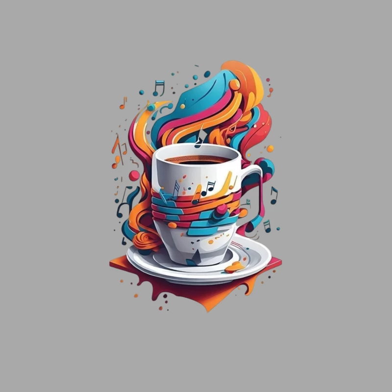 Colorful Coffee Cup with Musical Notes Female Pullover Hoodie