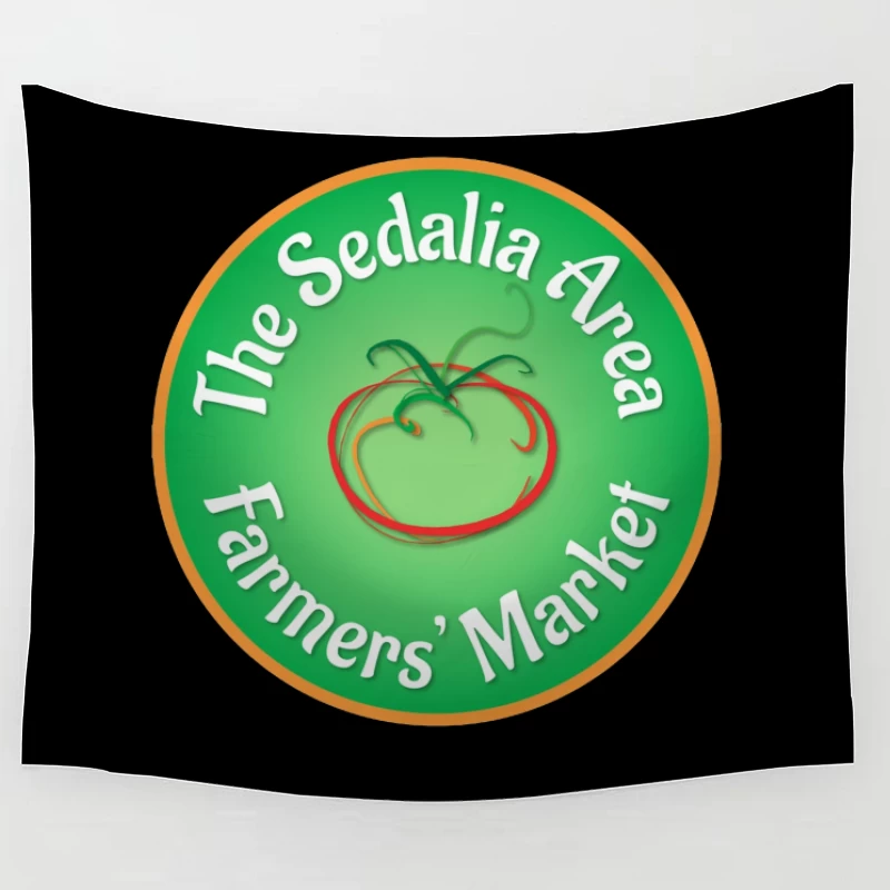 Sedalia Area Farmers' Market Circular Green Logo with Tomato Design Tapestry