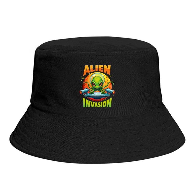 Retro Pixel Alien Invasion – Vibrant 8-bit Extraterrestrial Style! Bucket Hat